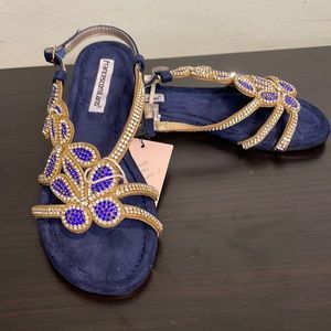 Blue Swarovski crystal sandals